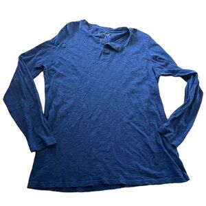 Vineyard Vines Mens Blue Long Sleeve Henley Shirt Size Medium 100% Cotton